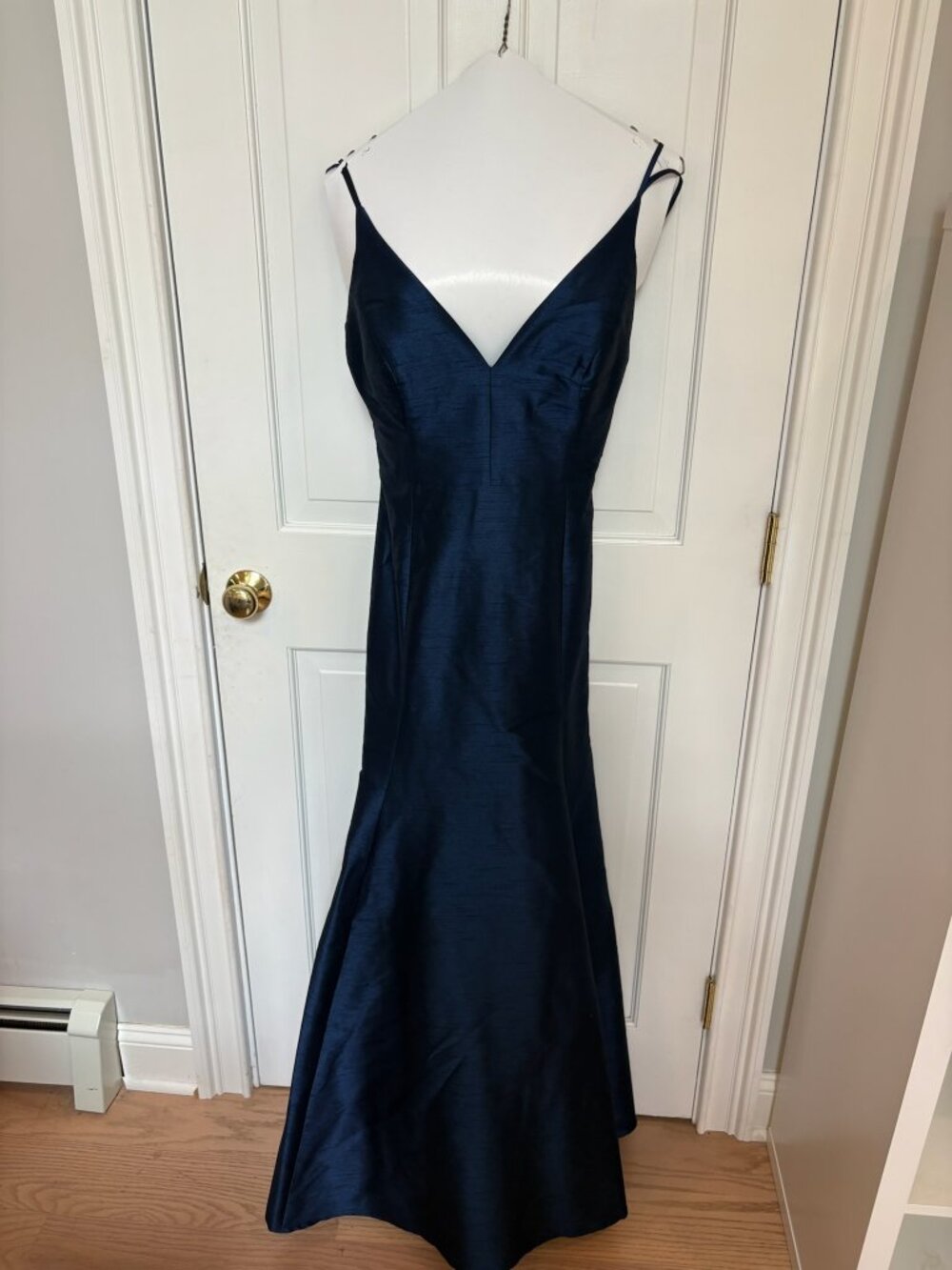 LulaKate V-Neck Silk Floor-Length Evening Gown